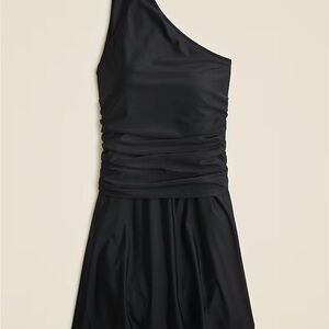 J. Crew Ruched Black One-Shoulder swim dress